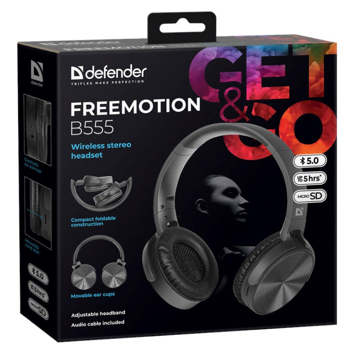 СЛУШАЛКИ DEFENDER BLUETOOTH FREEMOTION B555 ЧЕРНИ