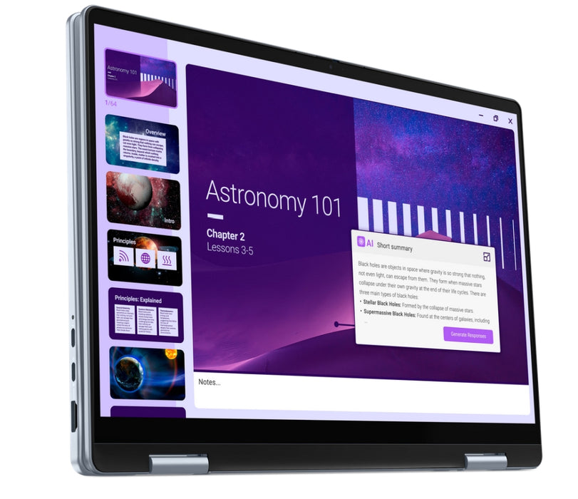 Dell 14 Plus 2-в-1 DB04250, Intel Ultra 7 256V (47 TOPS NPU, 8 ядра, до 4,8 GHz), 14" 16:10 FHD+(1920x1200) Touch 300nits WVA AG, 16GB, LPDDR5X, 8533MT/s (вграден), 1TB M.2 SSD PCIe, Intel Arc, FHD RGB и микрофон, Wi-Fi 7, FPR, Backlit Kb, Win 11 Pro