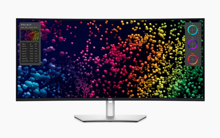 Dell U4025QW, 39.7" 5K UtraSharp Curved WUHD (5120x2160), AG, IPS, 21:9, 5ms, 1000:1, 600 cd/m2, DCI-P3 99%, HDMI, DP, HDR600, USB Hub, Thunderbolt 4/USB-C, USB 3.2, RJ45, високоговорители, PbP, регулируеми по височина, въртящи се, наклонени, черни
