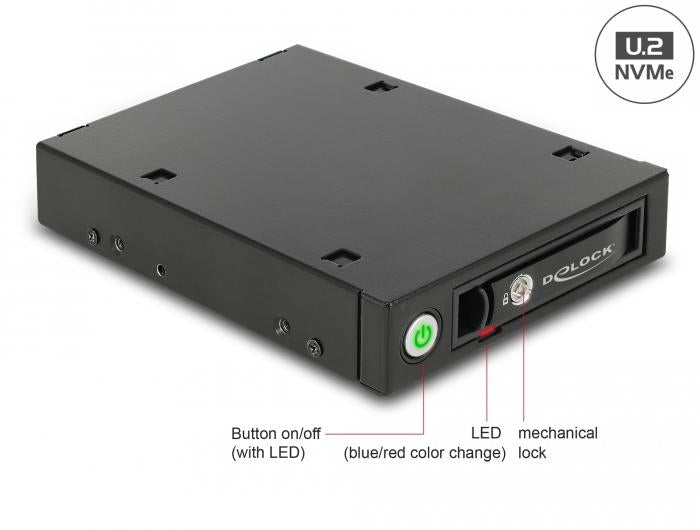 Чекмедже Delock 3.5&Prime;, За 1 x 2.5&Prime; U.2 NVMe SSD или SATA / SAS HDD / SSD, Черен
