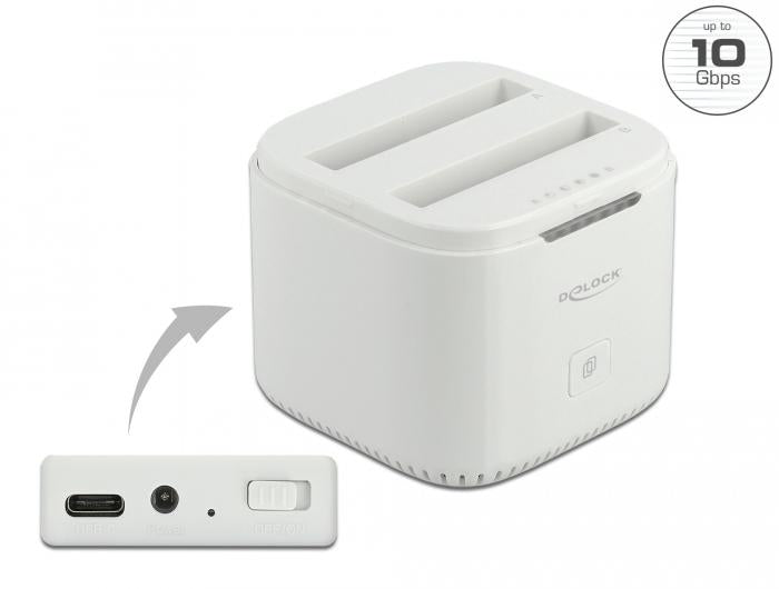 Станция Delock USB-C, За 2 x 2.5&Prime; SATA HDD / SSD, Клониране