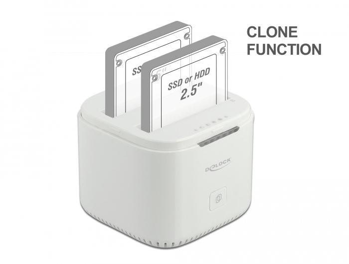 Станция Delock USB-C, За 2 x 2.5&Prime; SATA HDD / SSD, Клониране