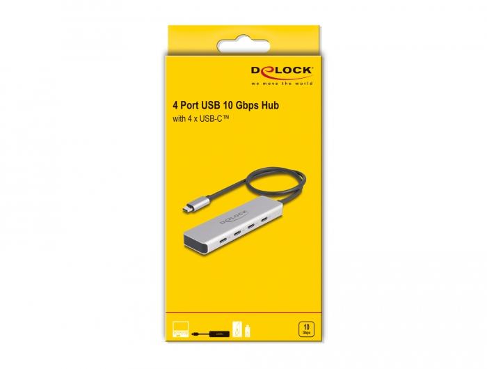 USB хъб Delock 64231, USB-C - 4 x USB-C, 10 Gbps