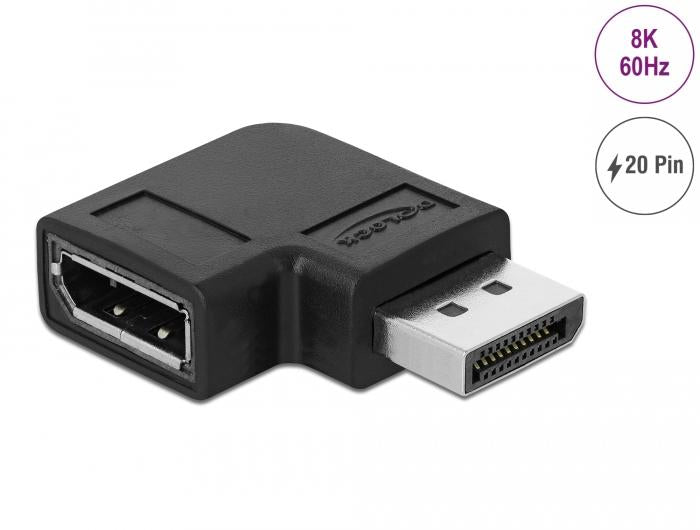 Адаптер Delock, DisplayPort мъжко - DisplayPort женско, 90&deg;, 8K 60 Hz