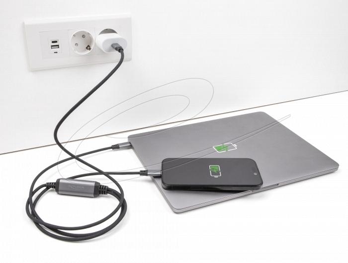 Delock Кабел USB-C, Y-кабел, 2 x USB-C PD 3.0, 100 W, 1.2 m