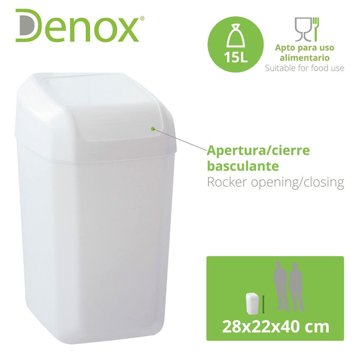 Кошче за боклук Denox Бял 15 L (28 x 22 x 40 cm)