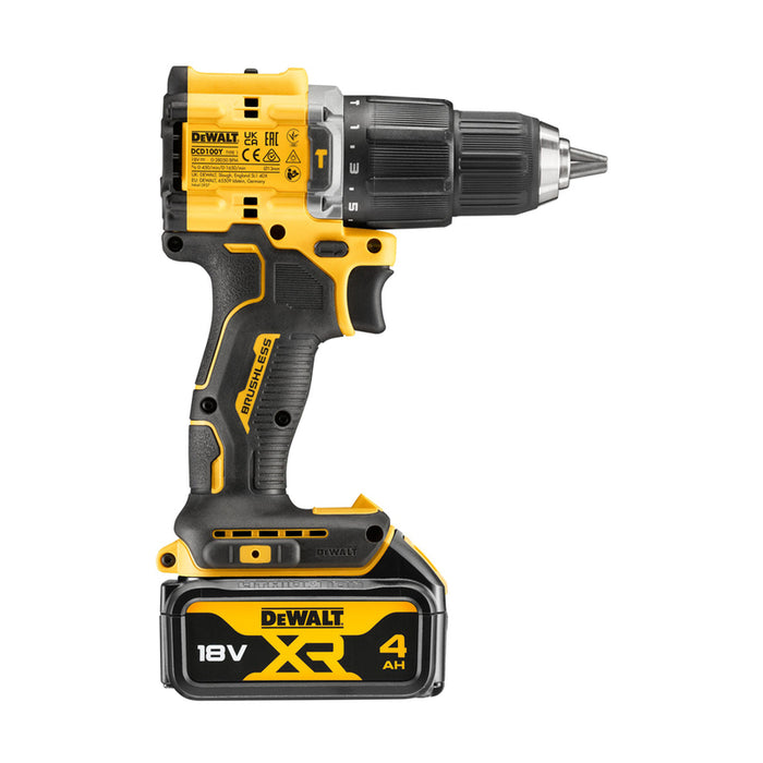 АКУМУЛАТОРНА БЕЗЧЕТКОВА УДАРНА БОРМАШИНА DEWALT DCD100YM2T-QW 18 V, 68.00 nm, БРОЙ БАТЕРИИ 2, 4.00 Ah, КУФАР