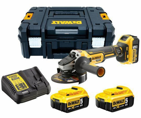 АКУМУЛАТОРЕН БЕЗЧЕТКОВ БЕЗЧЕТКОВ DEWALT DCG405P3-QW 18 V, 125 мм, БРОЙ БАТЕРИИ 3, 5.00 Ah, КУФАР