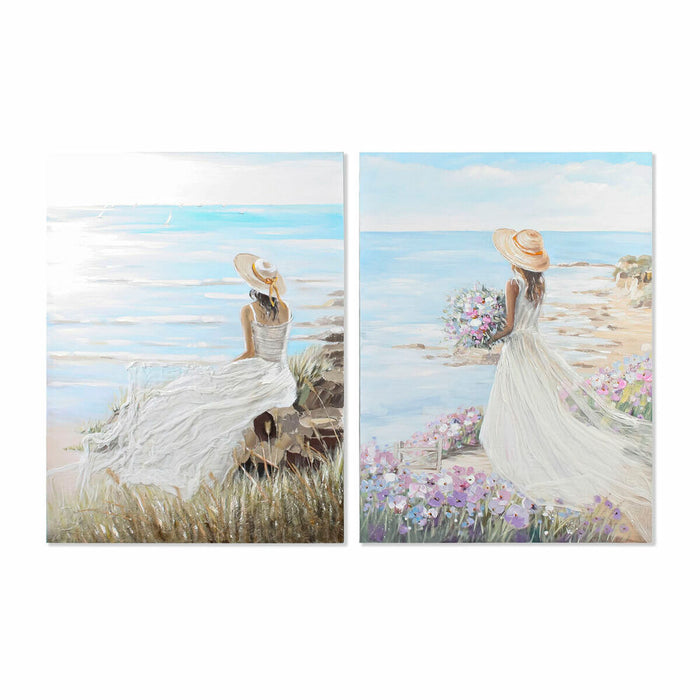 Картина DKD Home Decor Дама 90 x 4 x 120 cm Средиземноморско (2 броя)