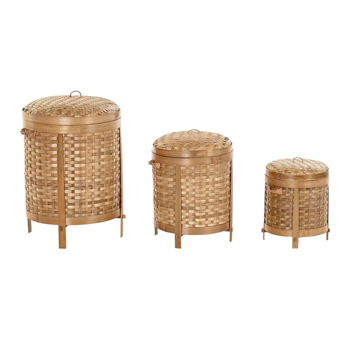 Комплект Декоративни Кутии DKD Home Decor Естествен Бамбук Boho (3 Части)