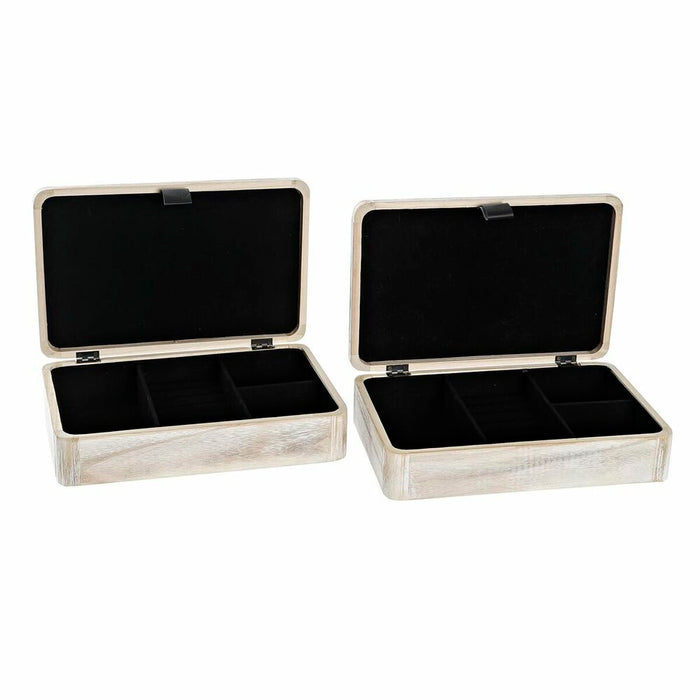 Декоративна кутия DKD Home Decor Естествен Дървен MDF (2 броя)