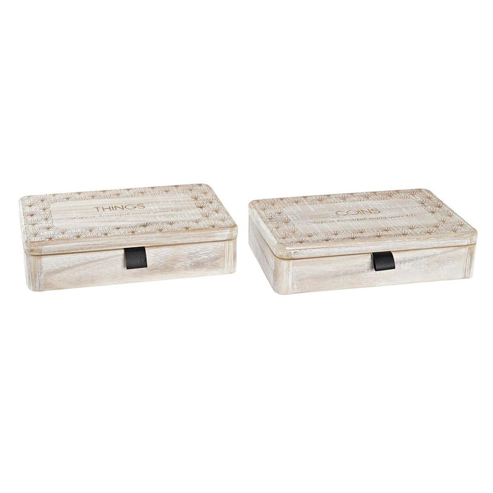 Декоративна кутия DKD Home Decor Естествен Дървен MDF (2 броя)