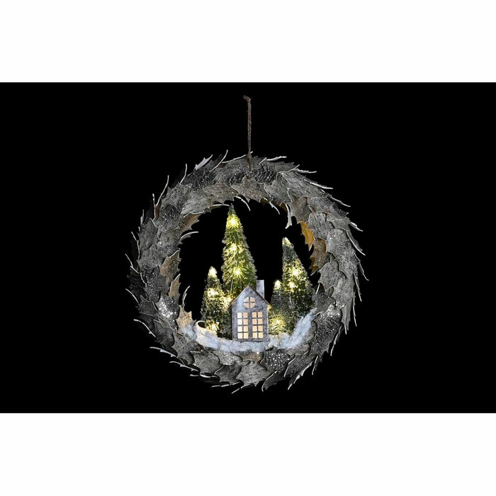 Коледен венец DKD Home Decor Къщи 46 x 7,5 x 46 cm LED Светлина