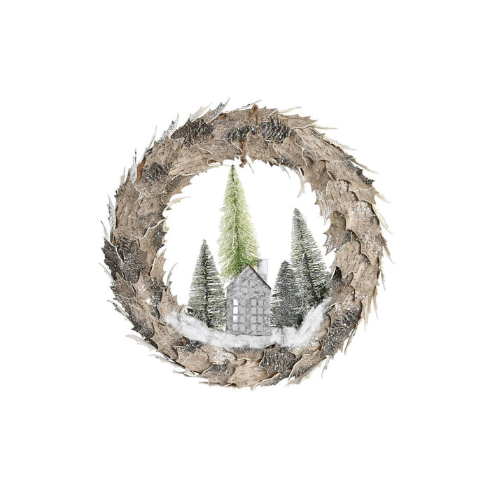 Коледен венец DKD Home Decor Къщи 46 x 7,5 x 46 cm LED Светлина