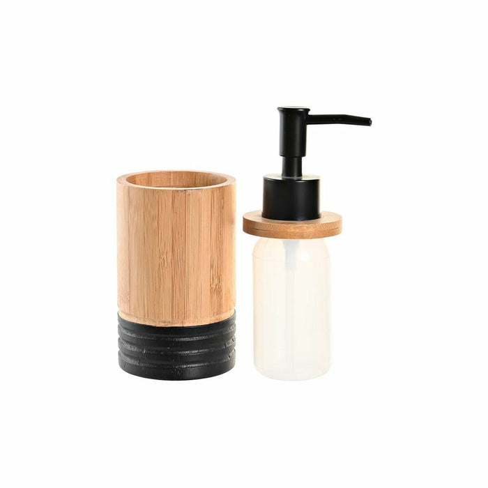 Дозатор за Сапун DKD Home Decor Черен Естествен Бамбук полипропилен