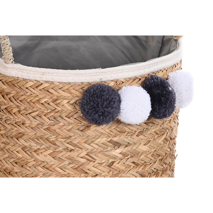 Игра на Кошници DKD Home Decor Естествено влакно Помпони 40 x 40 x 35 cm 41 x 37 x 36 cm