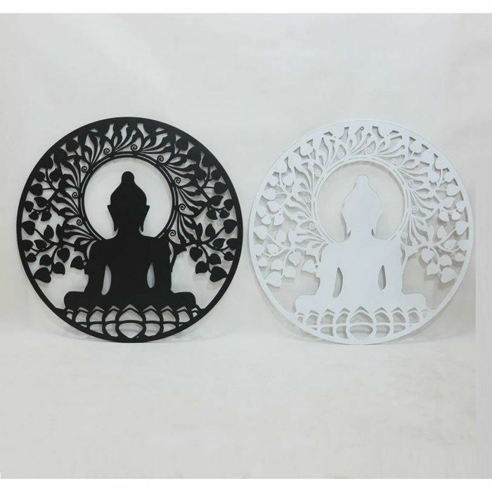 Декорация за стена DKD Home Decor 98 x 1 x 98 cm 100 x 1 x 100 cm Черен Буда Бял Ориенталски (2 броя)