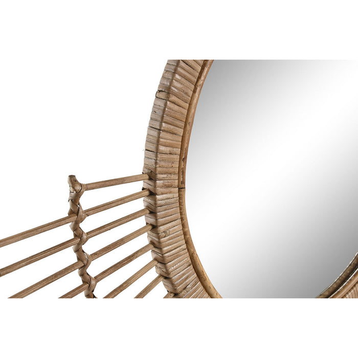 Стенно огледало DKD Home Decor Кафяв Естествен Град 68 x 2 x 68 cm
