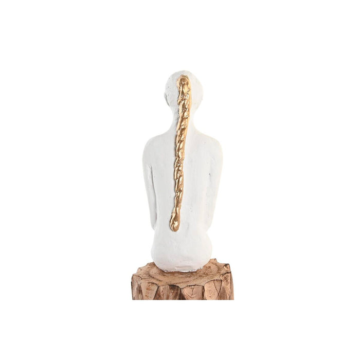 Декоративна фигурка DKD Home Decor Дама Кафяв Бял (2 броя)