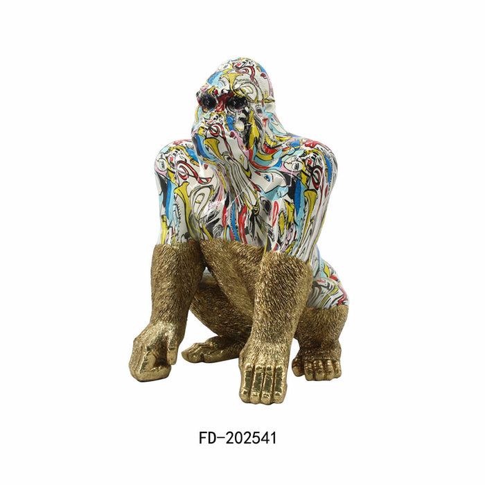Декоративна фигурка DKD Home Decor 28,5 x 26,5 x 41 cm Златен Многоцветен Горила