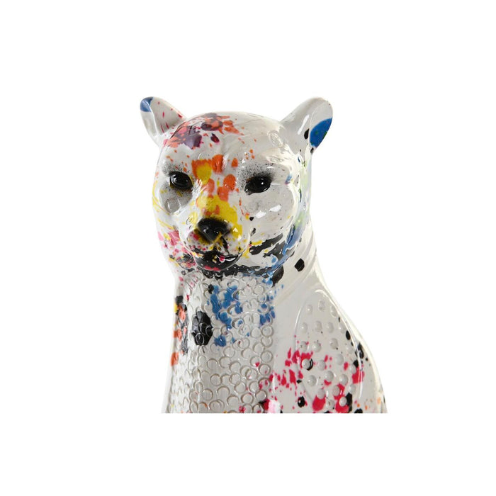 Декоративна фигурка DKD Home Decor Бял Многоцветен Леопард Модерен 16 x 8 x 25 cm