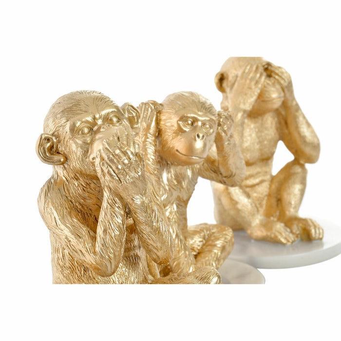 Декоративна фигурка DKD Home Decor Бял Златен Тропически Маймуни 10,5 x 10,5 x 18,5 cm (3 Части)