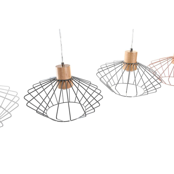 Полилей DKD Home Decor 34 x 34 x 21 cm Сребрист Черен Сив Розов Метал Бял 50 W 60 W Бор