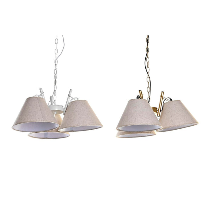 Полилей DKD Home Decor 50 x 46 x 30 cm Златен Метал Бял 50 W (2 броя)