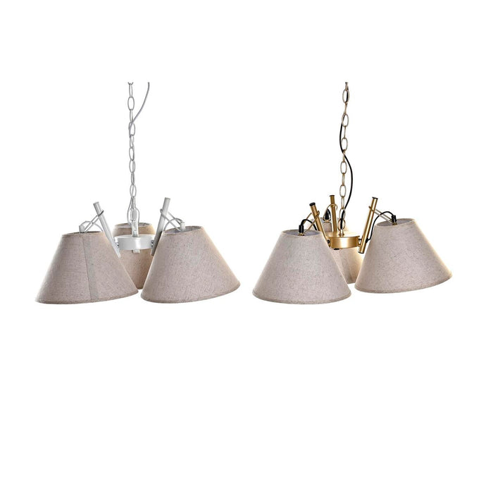 Полилей DKD Home Decor 50 x 46 x 30 cm Златен Метал Бял 50 W (2 броя)