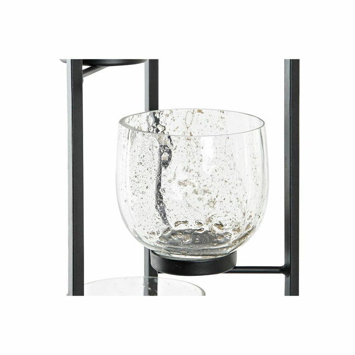 Поставка за свещ DKD Home Decor Кристал Черен Прозрачен 18 x 18 x 76 cm Желязо