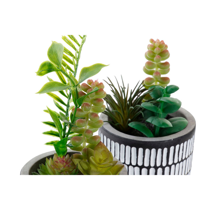 Декоративно Растение DKD Home Decor Керамика Черен полиетилен Бял Зелен (7 x 7 x 19 cm) (2 броя)