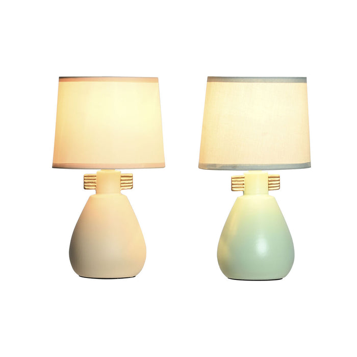 Настолна лампа DKD Home Decor Плат полиестер Зелен Сметана Каменинов 220 V 40 W (2 броя) (16 x 16 x 27 cm)