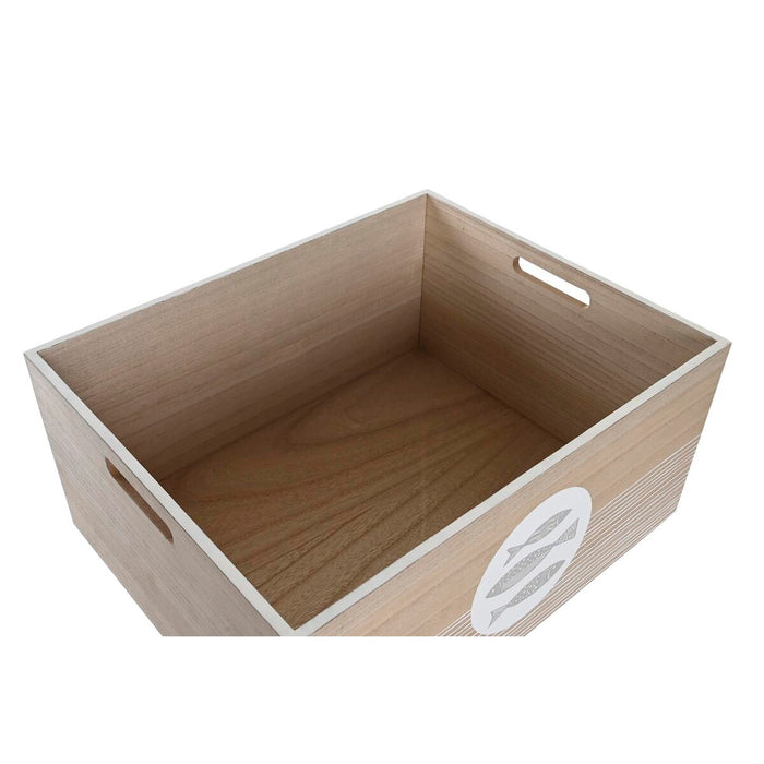 Декоративна кутия DKD Home Decor Естествен Дървен MDF Спирали Средиземноморско 50 x 40 x 22,5 cm