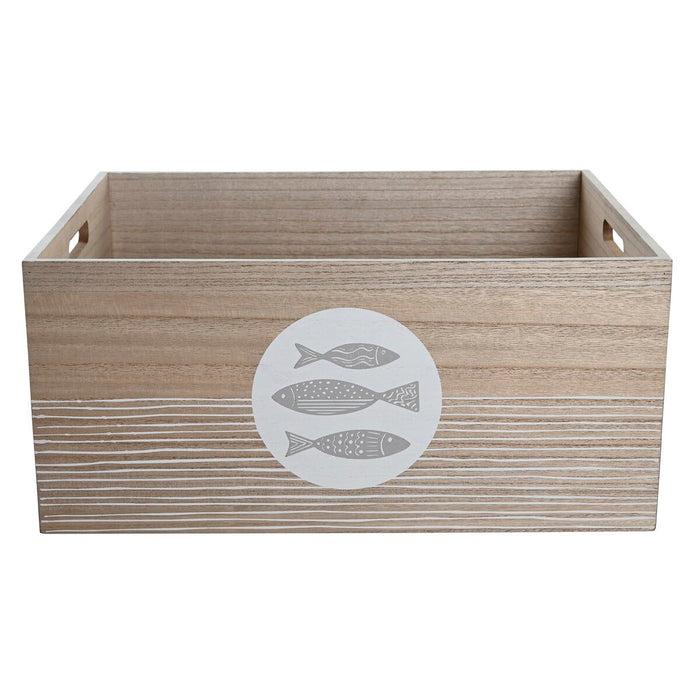 Декоративна кутия DKD Home Decor Естествен Дървен MDF Спирали Средиземноморско 50 x 40 x 22,5 cm