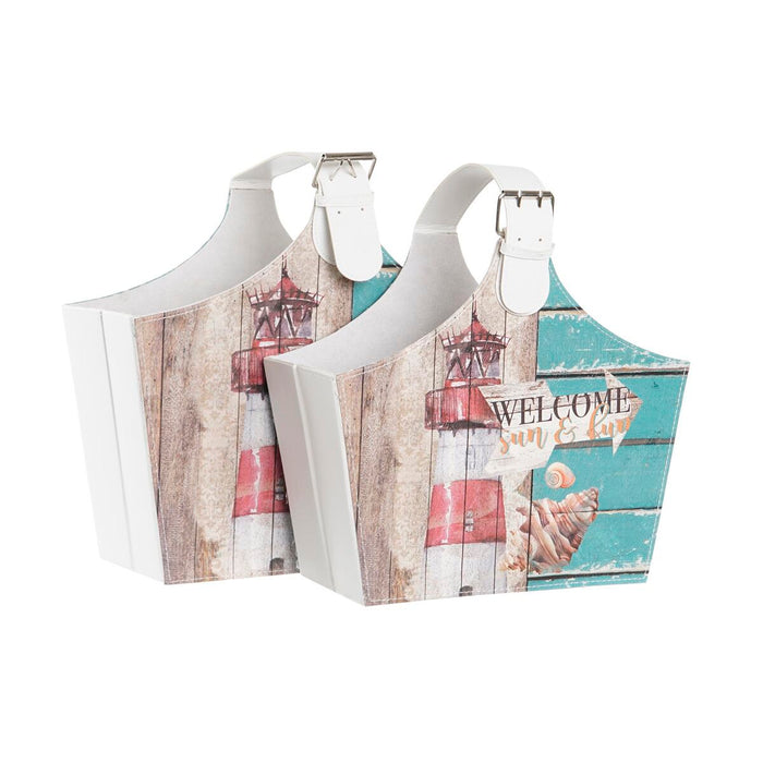 поставка за списания DKD Home Decor 40 x 18 x 41 cm Многоцветен Картон Средиземноморско (2 броя)