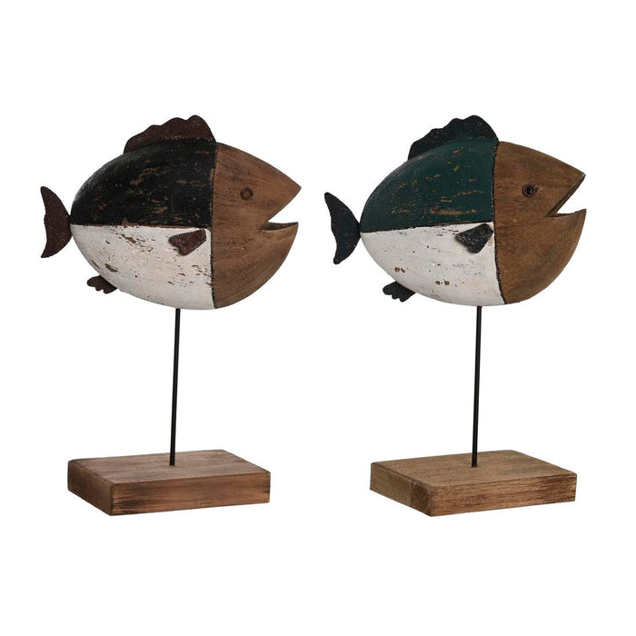 Декоративна фигурка DKD Home Decor Многоцветен Естествен Риба 18 x 8 x 26 cm (2 броя)