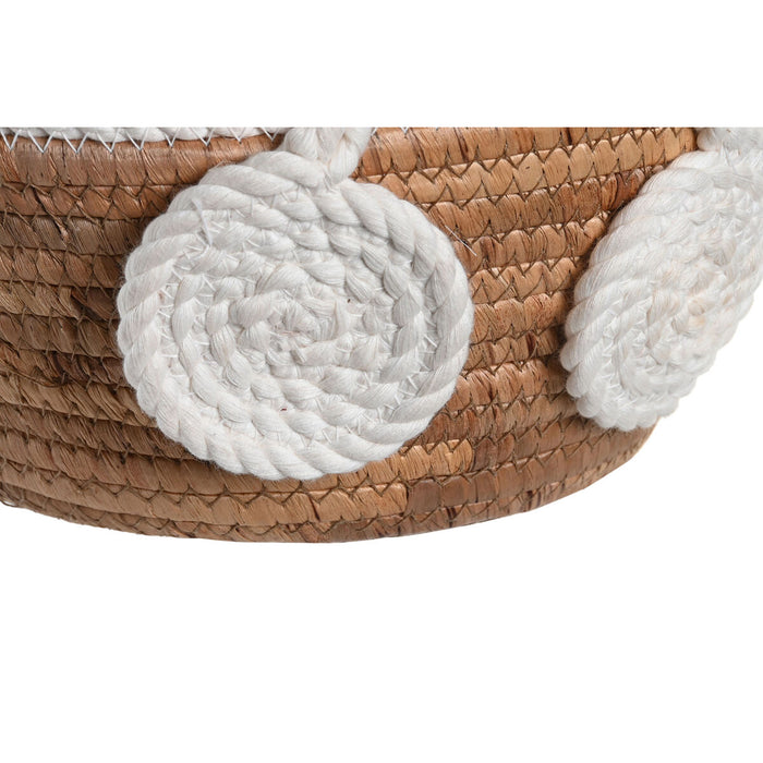 Украса за център на маса DKD Home Decor Бял Естествен Въже Естествено влакно 29 x 29 x 14 cm 30 x 30 x 14 cm 32 x 32 x 14 cm