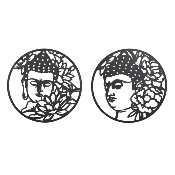 Декорация за стена DKD Home Decor 100 x 1 x 100 cm Черен Буда Ориенталски (2 броя)