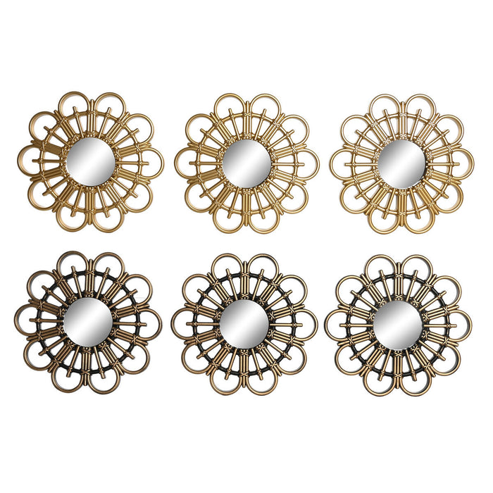 Игра на Огледала DKD Home Decor Scandi Кристал Черен Златен полипропилен (25 x 2 x 25 cm) (2 броя)