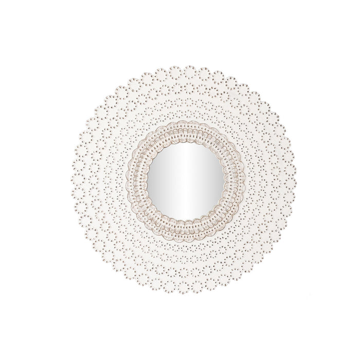 Стенно огледало DKD Home Decor Бял Естествен Индианец Гранитогрес 120 x 2,5 x 120 cm