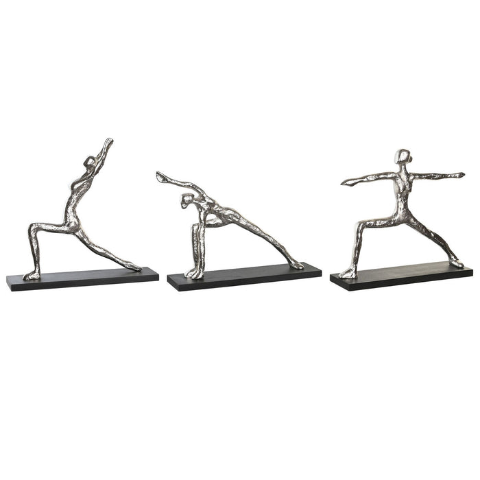 Декоративна фигурка DKD Home Decor 33 x 10 x 35 cm Сребрист Черен Индианец Yoga (3 броя)