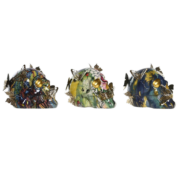 Декоративна фигурка DKD Home Decor 15,5 x 10,5 x 11 cm Многоцветен Череп (3 броя)