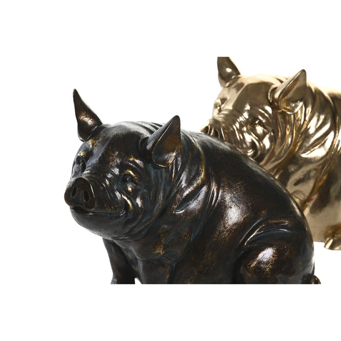 Декоративна фигурка DKD Home Decor Мед Златен Прасе 18,5 x 10,5 x 14 cm (2 броя)
