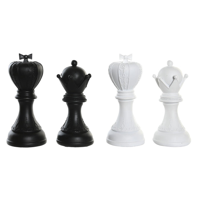 Декоративна фигурка DKD Home Decor Бял Черен Шахматни Пулове 12 x 12 x 25,5 cm (4 броя)