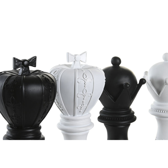 Декоративна фигурка DKD Home Decor Бял Черен Шахматни Пулове 12 x 12 x 25,5 cm (4 броя)