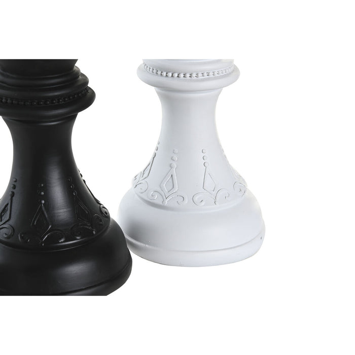 Декоративна фигурка DKD Home Decor Бял Черен Шахматни Пулове 12 x 12 x 25,5 cm (4 броя)