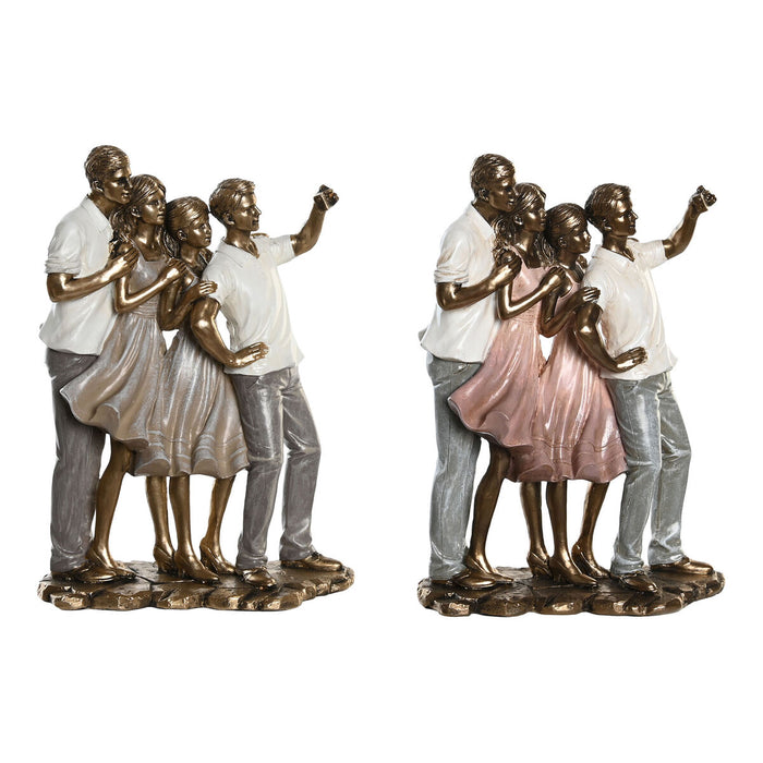Декоративна фигурка DKD Home Decor 18 x 10 x 25 cm Розов Златен Бял Семейство (2 броя)