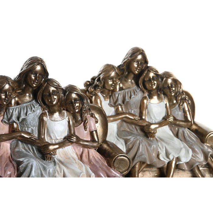 Декоративна фигурка DKD Home Decor 17 x 10,5 x 15,5 cm Розов Златен Бял (2 броя)