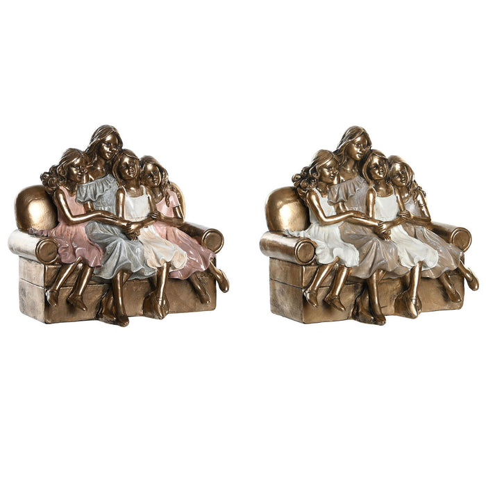 Декоративна фигурка DKD Home Decor 17 x 10,5 x 15,5 cm Розов Златен Бял (2 броя)