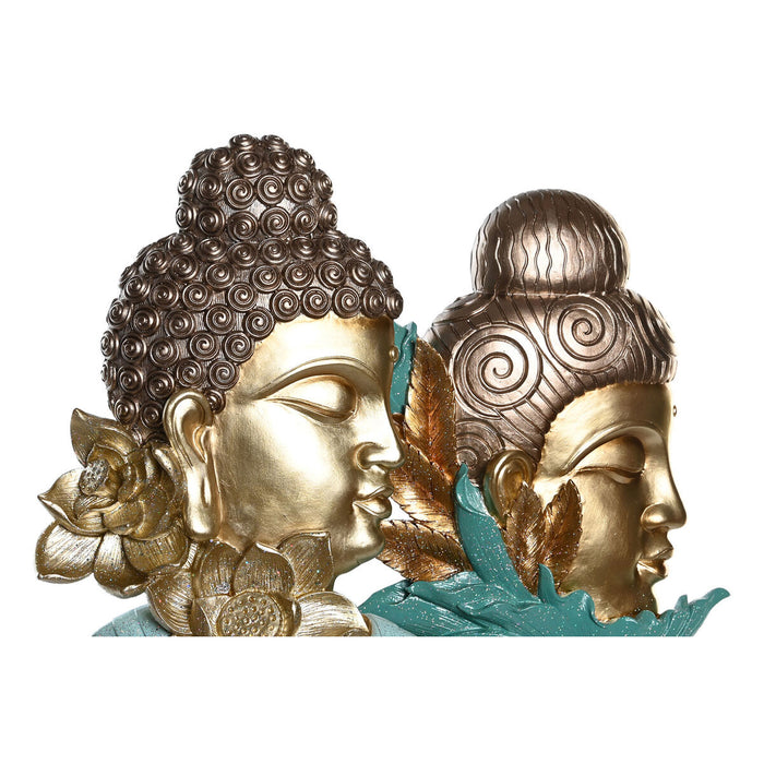 Декоративна фигурка DKD Home Decor 22 x 8 x 42,5 cm Черен Златен Буда цвят тюркоаз Ориенталски (2 броя)